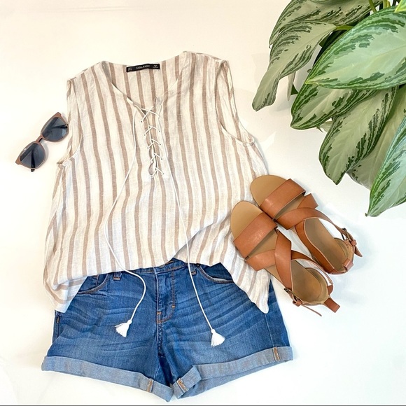 Zara Tops - Zara Basics Linen Top Small